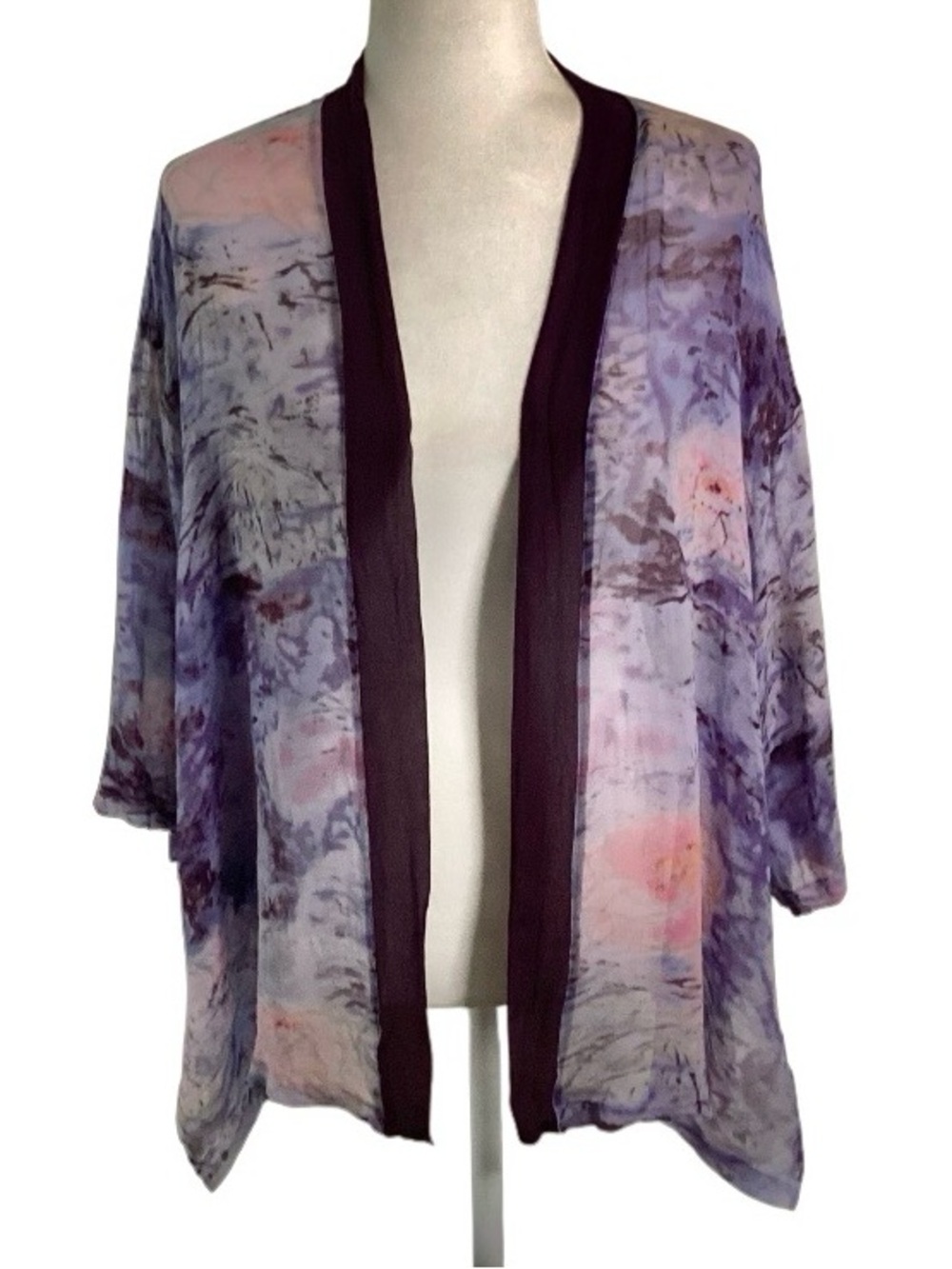 Cocoon House Open Silk Kimono Cardigan Dreamy Floral